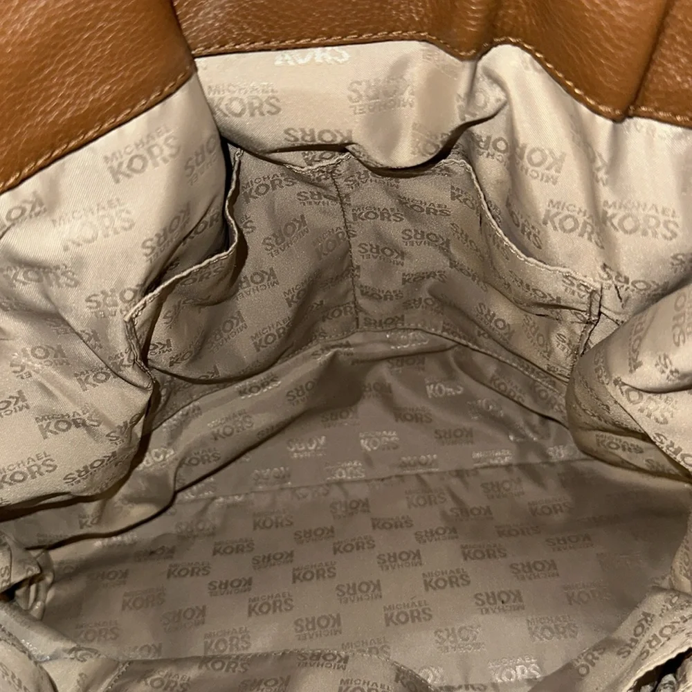 MICHAEL KORS GANSEVOORT LARGE LIGHT BROWN LEATHER TOTE BAG!